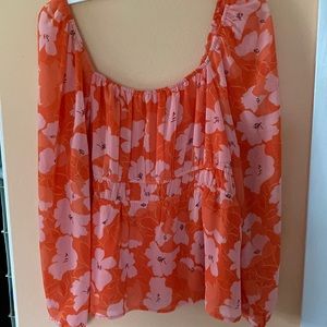 DR2 Orange & Pink Floral Peplum XL